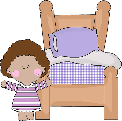 Girl in PJs with Bed