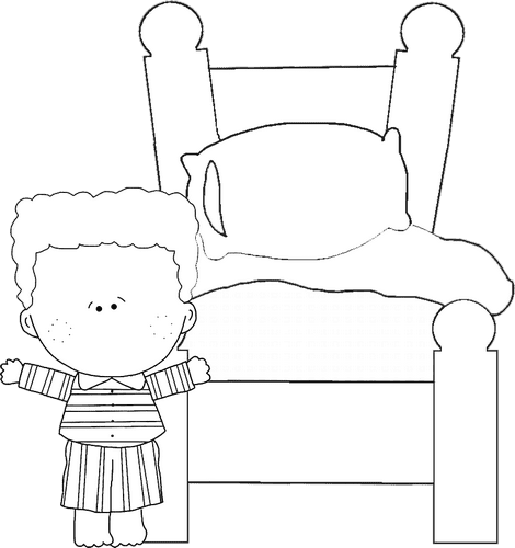 Boy in PJs with Bed