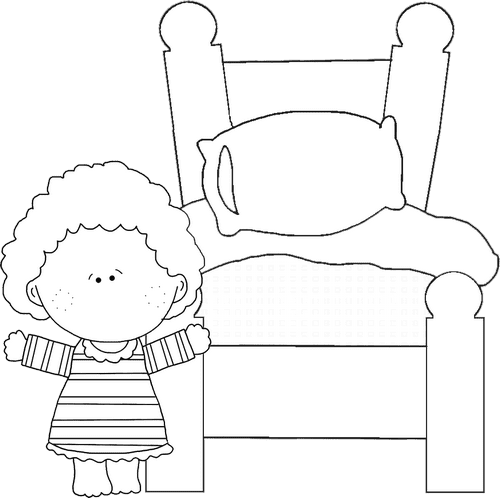Girl in PJs with Bed