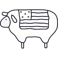 Barnyard Sheep With Flag