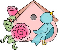 Bird house with flowers